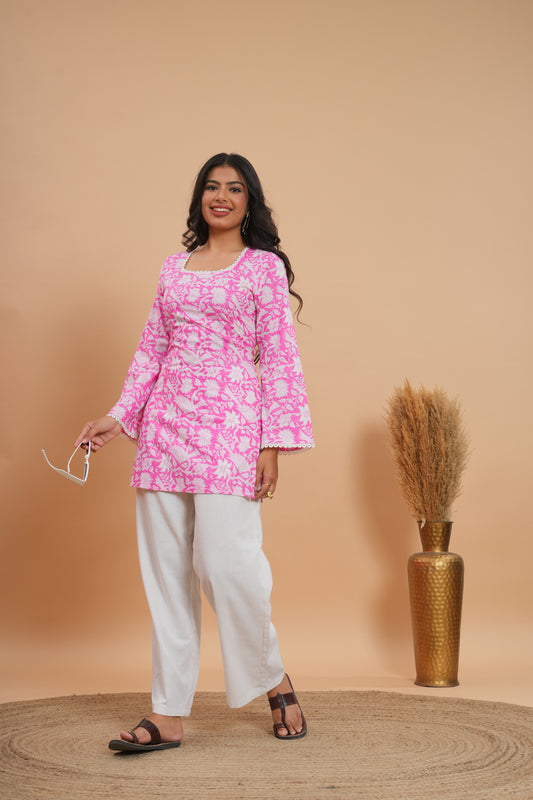 Gulabi Lace Bell-Sleeve Kurti