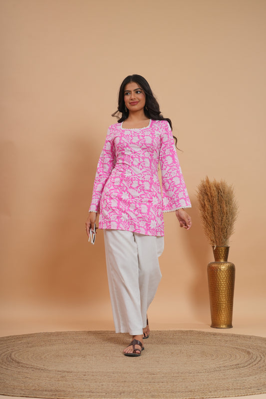 Gulabi Lace Bell-Sleeve Kurti