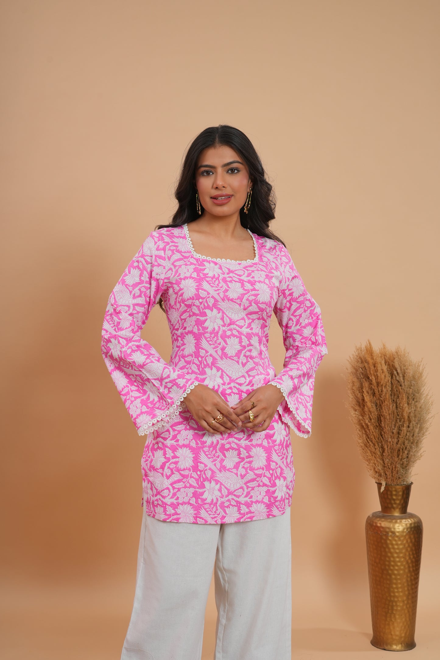 Gulabi Lace Bell-Sleeve Kurti